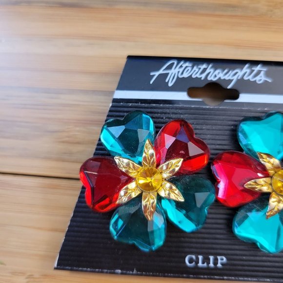 Poinsettia clip on Christmas earrings - Picture 4 of 4